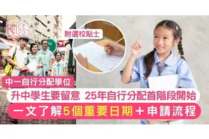 中一自行分配學位2025｜一文了解 5個重要日期＋申請流程 1月16日Deadline